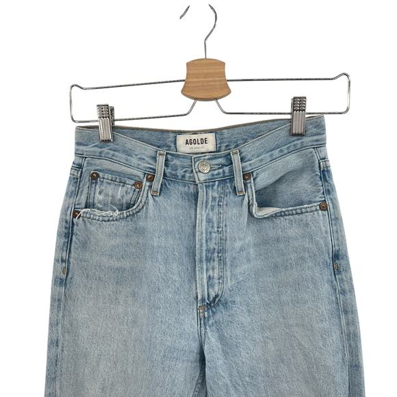 Agolde Riley High Rise Straight Crop Jeans Denim Shatter Wash‎ Blue Size 24 - Picture 3 of 12
